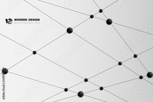 Abstract black line pattern design of cross tech technology artwork background with dot design. illustration vector eps10