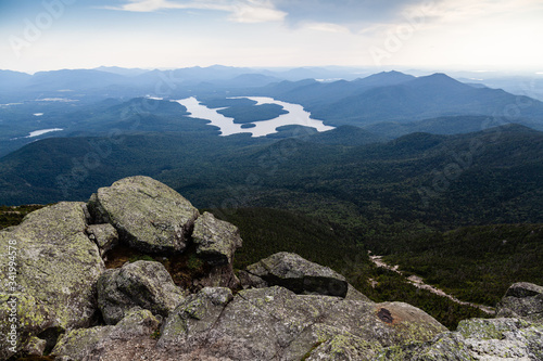Rocks and Adirondack Mountains view