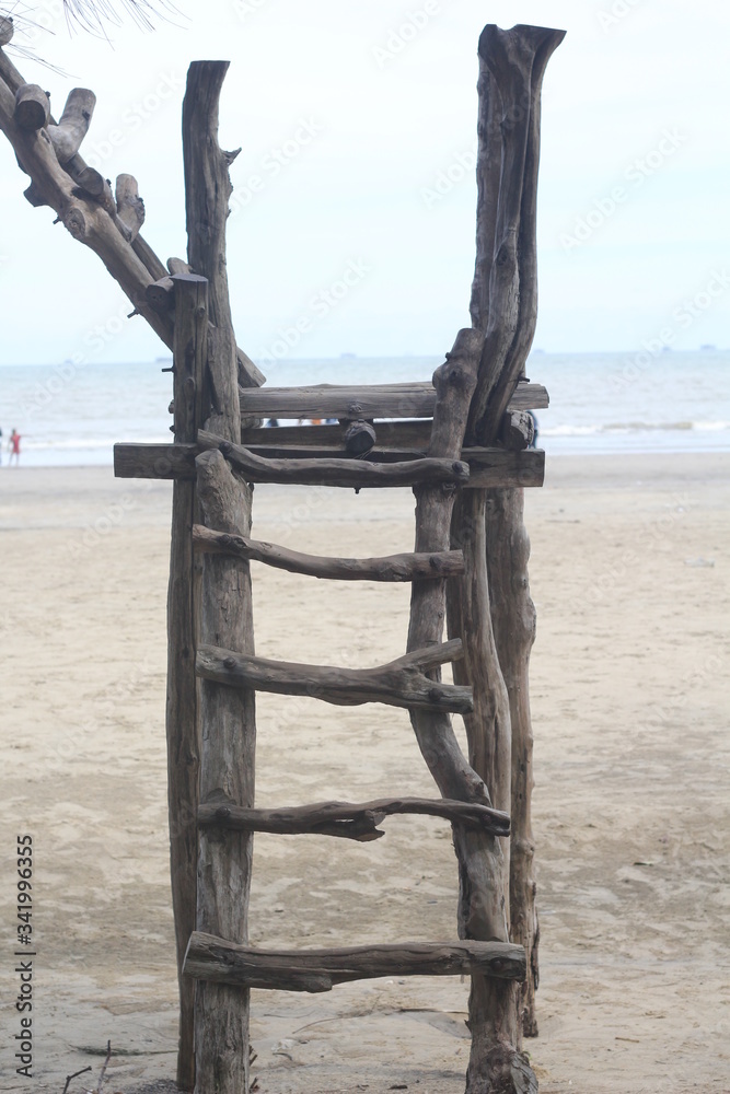 Fototapeta premium wooden fence on the beach