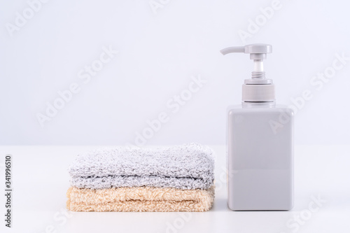 Cleaning product tool equipments, concept of housekeeping, professional clean service, housework kit supplies, copy space, close up.