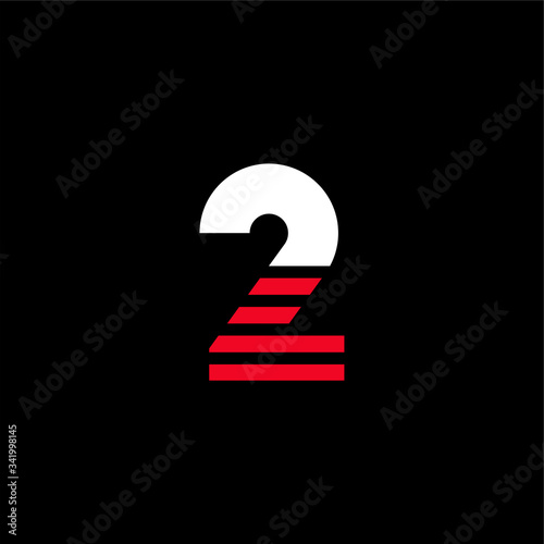 Red Lines Stripes Geometric Vector Logo Number 2