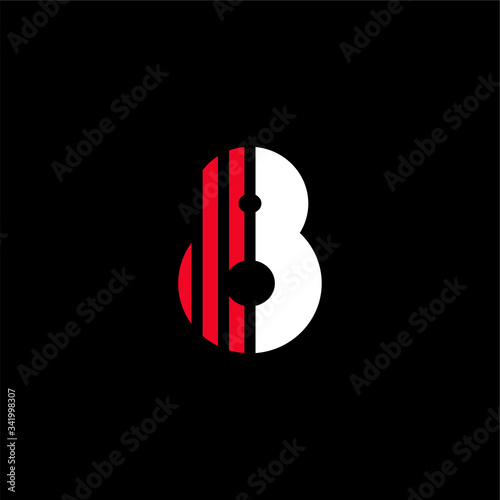 Red Lines Stripes Geometric Vector Logo Number 8