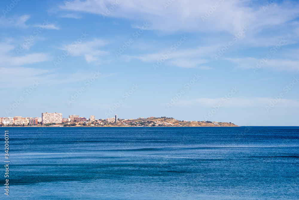 seaside town on a rocky shore near the sea, Mediterranean resort
