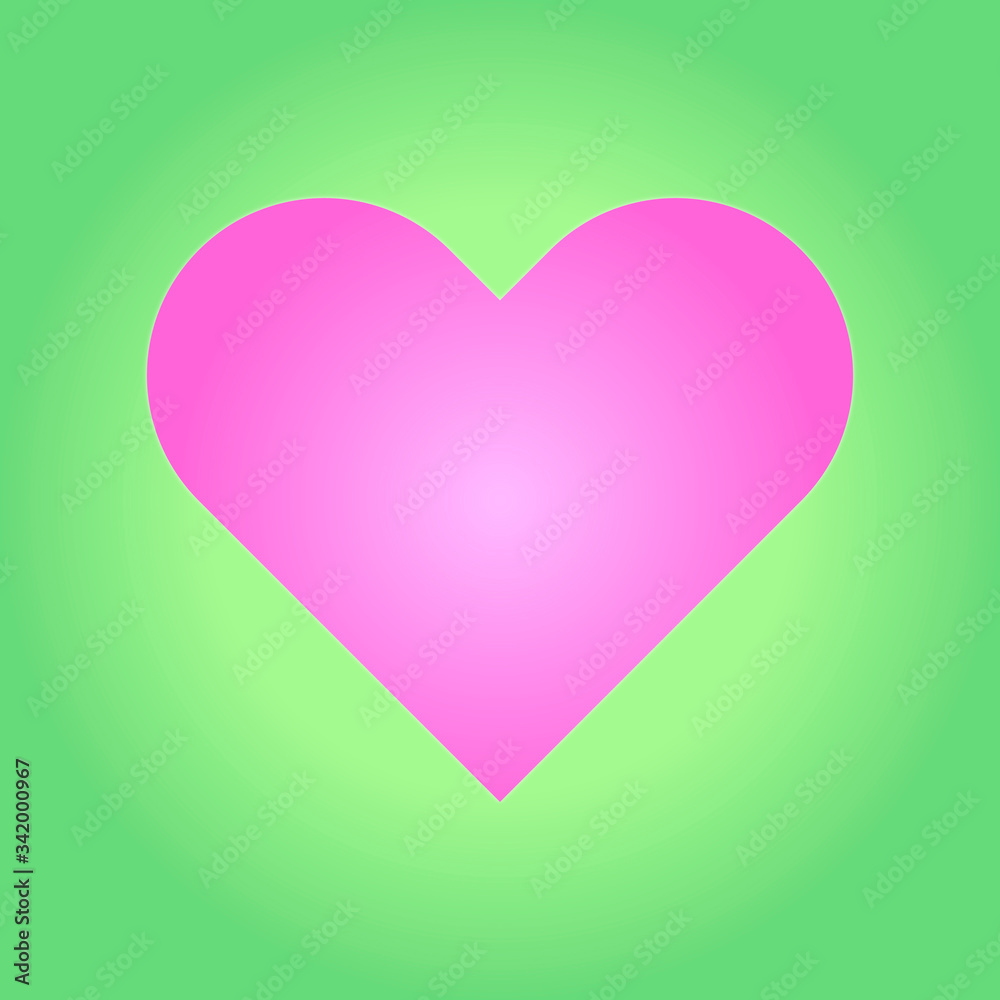 valentine card pink heart light green backgtound