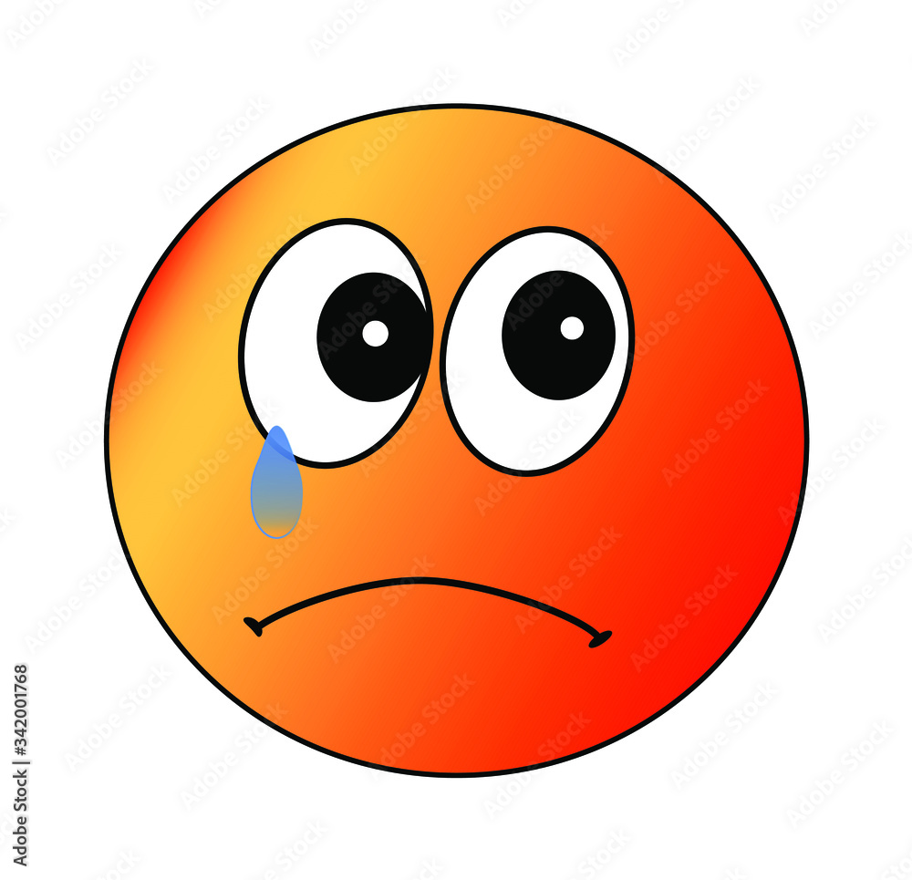 Vector sad smiley crying