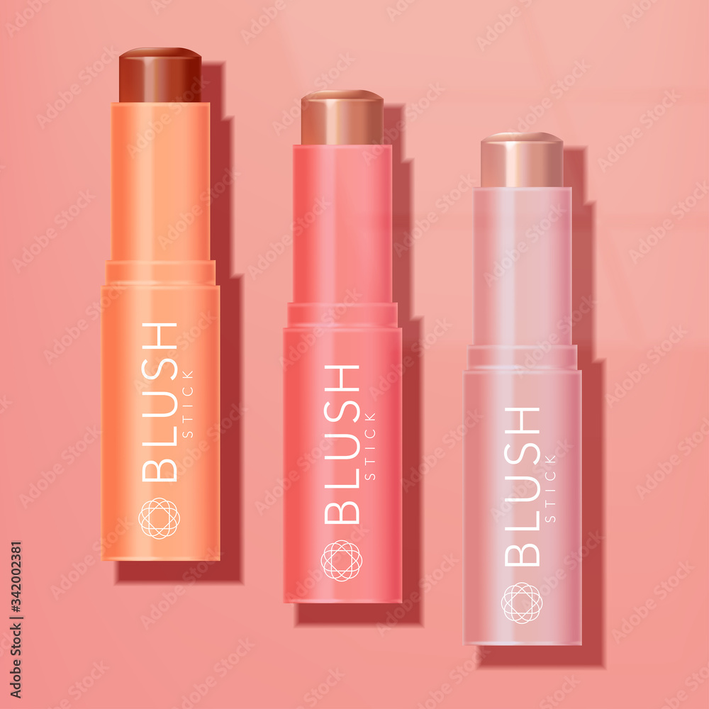 Vector Lipstick / Blush / Balm / Foundation / Contour Stick in Coral Sunlight Background Vector Lipstick / Blush / Balm / Foundation / Contour Stick in Coral Sunlight Background