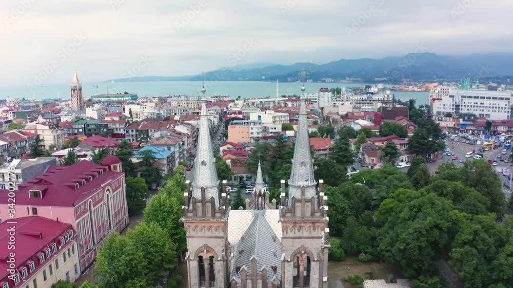 flight over of the Cathedral of the Nativity of the Blessed Virgin Mary or Batumi Mother of God. Batumi. Georgia. flight over of the Cathedral of the Nativity of the Blessed Virgin Mary or Batumi Mother of God. Batumi. Georgia.