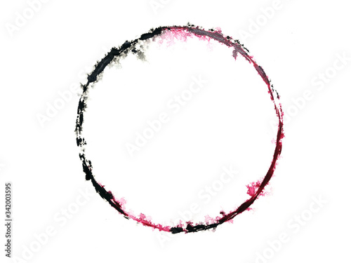 watercolor asia circle red and black abstract . photo