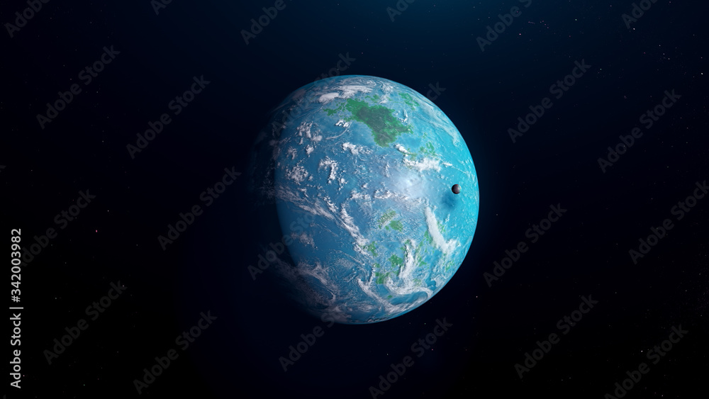 Blue Exoplanet 3d render for background