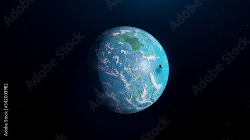 Blue Exoplanet 3d render for background © Andamaty