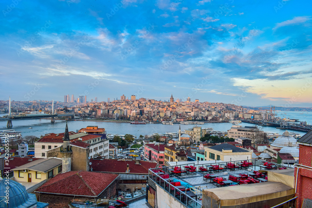 Panoramic View of  Istanbul city, Turkey - obrazy, fototapety, plakaty 
