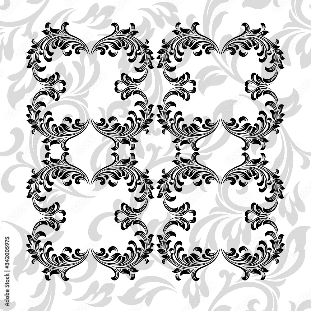  illustration VINTAGE. ornamental floral elements for tattoo, design, cards and prints. Abstract floral vector illustration.