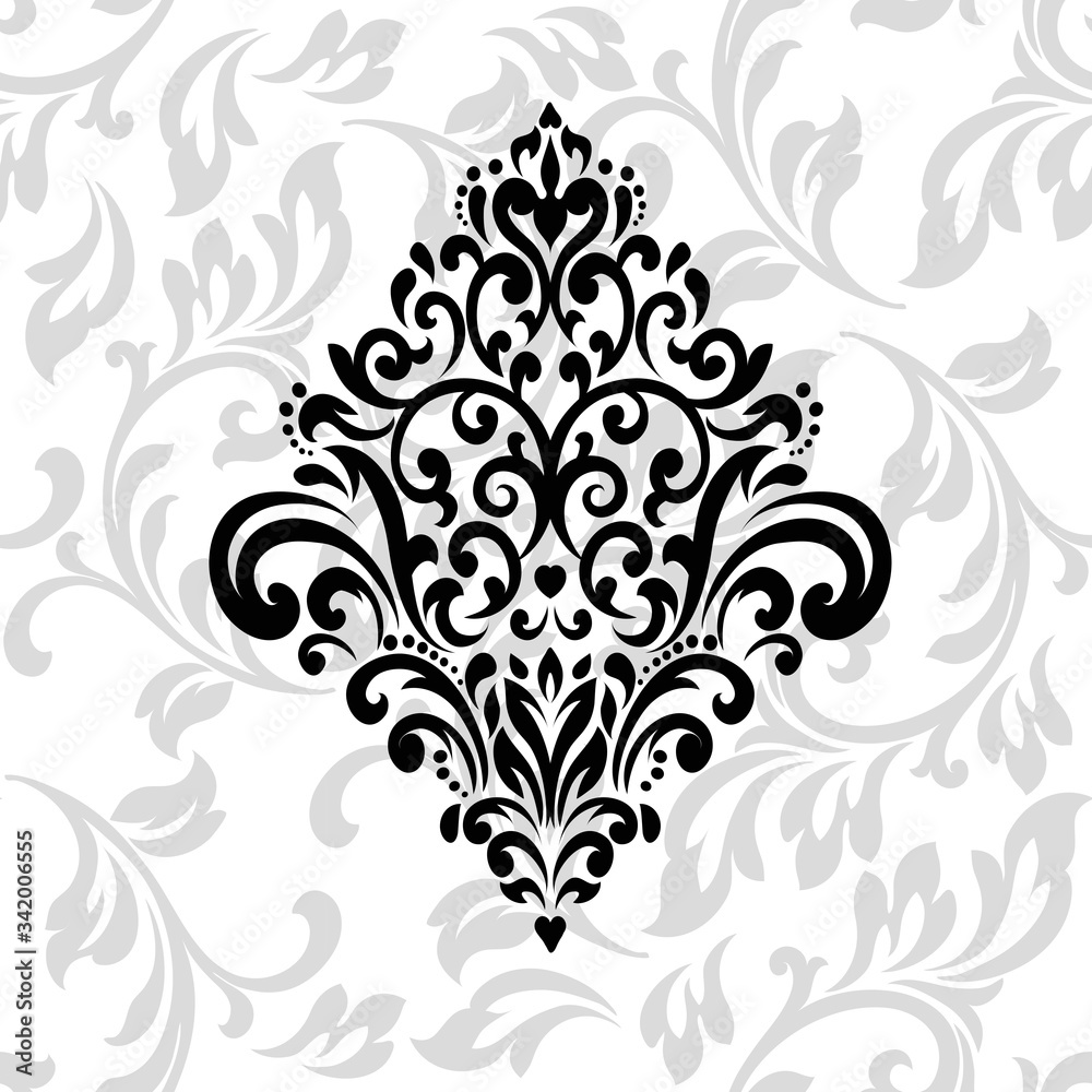 Damask pattern element. Classic luxury old-fashioned ornament grunge background. Royal victorian texture for wallpaper, textile, fabric, wrapping. Exquisite floral baroque patterns.