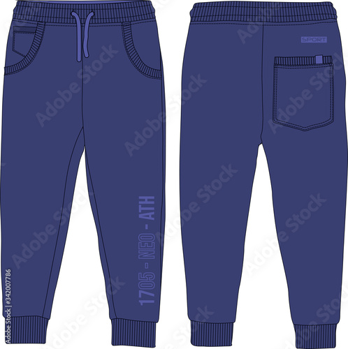 Boys sport joggers pants urban wear technical template