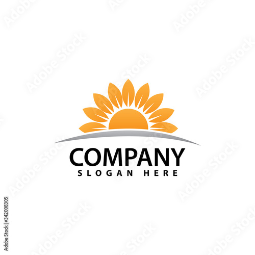 Sunflower. Horizon. Logo icon vector. Eps10.