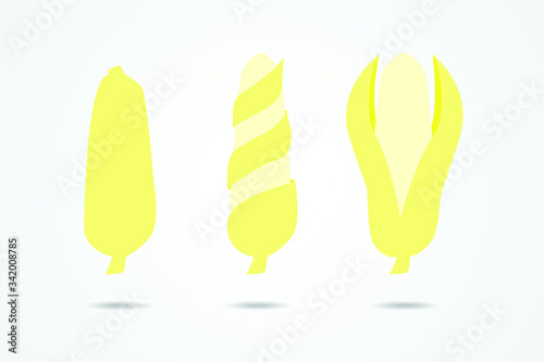 illustration of a set of banana with normal design and peeled a skin design