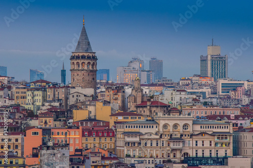 Panoramic View of Galata Tower Istanbul city, Turkey