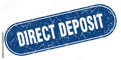 direct deposit sign. direct deposit grunge blue stamp. Label