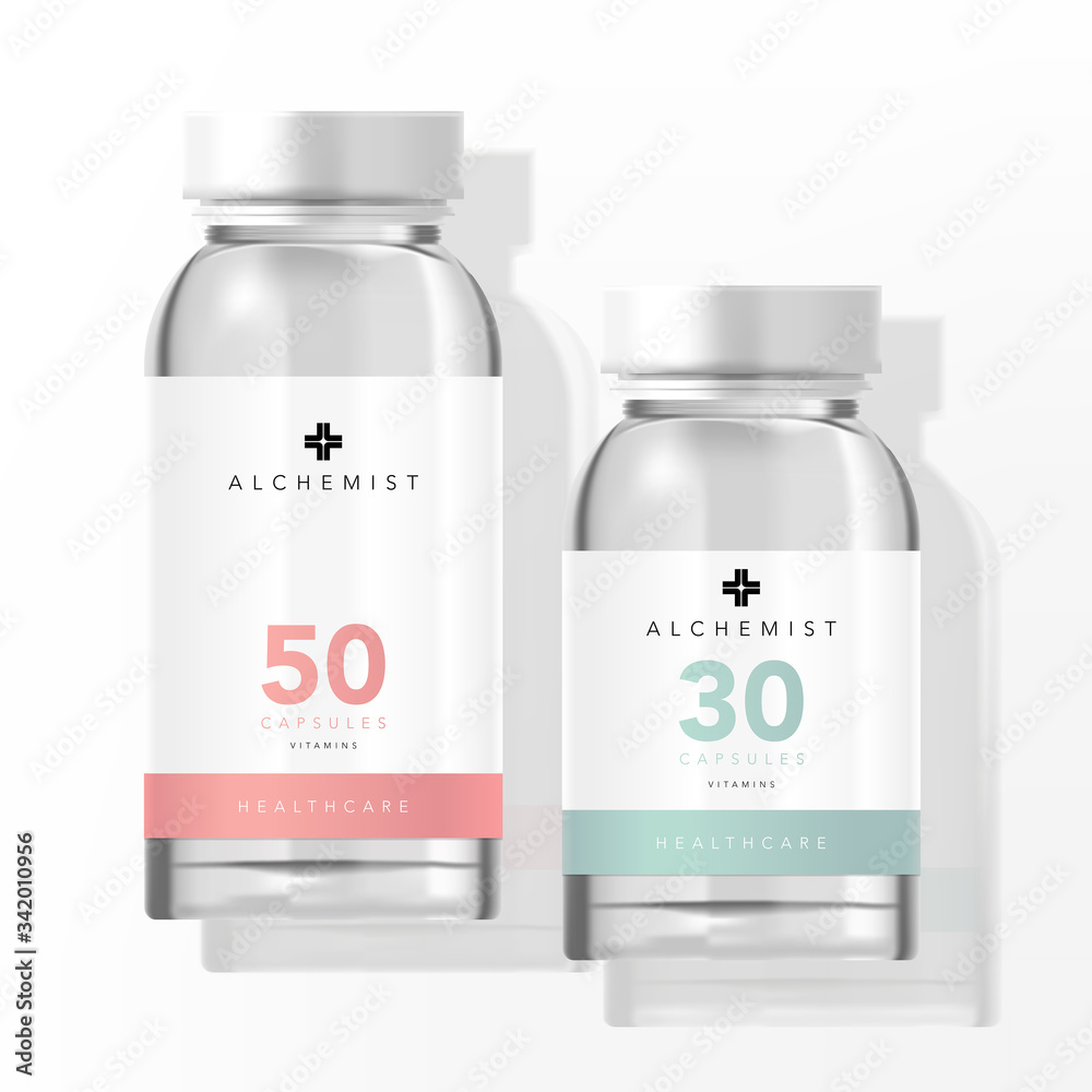Vector Healthcare Beauty Supplement Medical Glass Jar Vector Healthcare Beauty Supplement Medical Glass Jar