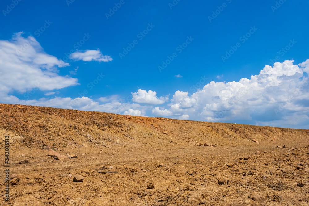 Global warming arid land with blue sky and cloud