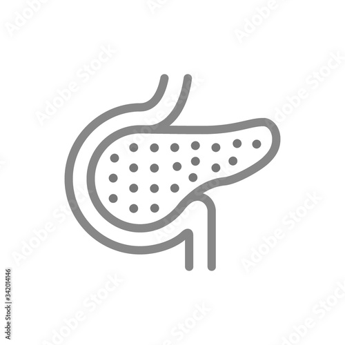 Pancreatitis line icon. Enlarged pancreas, pancreatic insufficiency symbol