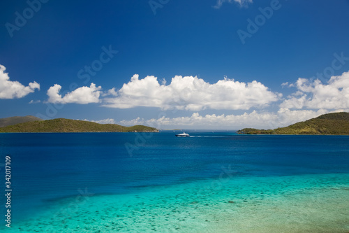 British Virgin Islands as seen from Annaberg Ruins area on the caribbean island of St John in the US Virgin Islands
