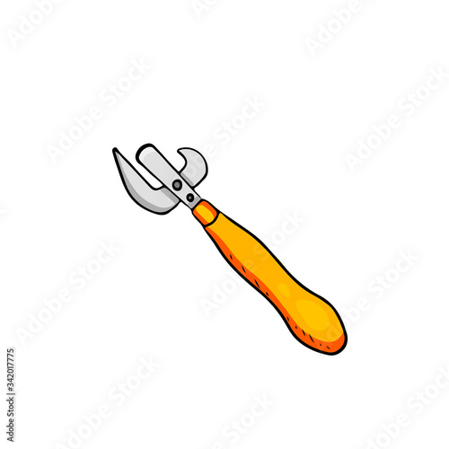 Vector illustration of can openers. Hand-drawn kitchen item for design.