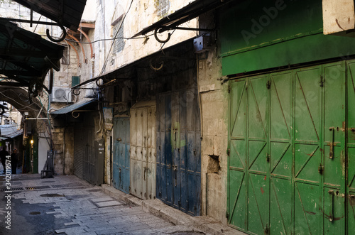 Wallpaper Mural street in the old city blue and green gates Jerusalem Israel Torontodigital.ca