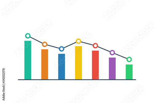 Graph icon flat style. Business concept