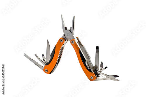 Cuadro en lienzo Multitool knife on white background