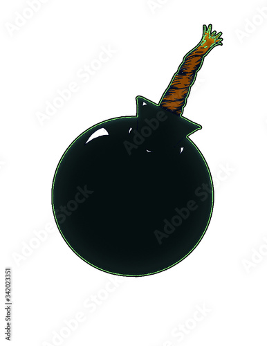 bomb with burning fuse