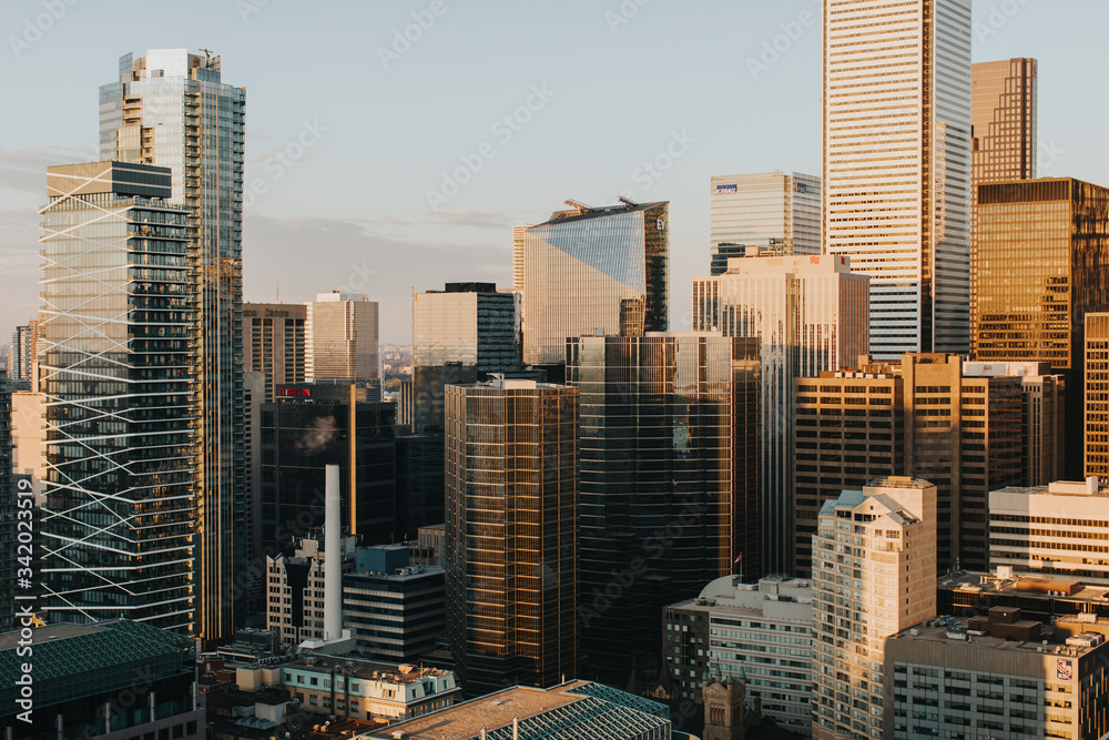 Fototapeta premium Zachód słońca nad budynkami Toronto