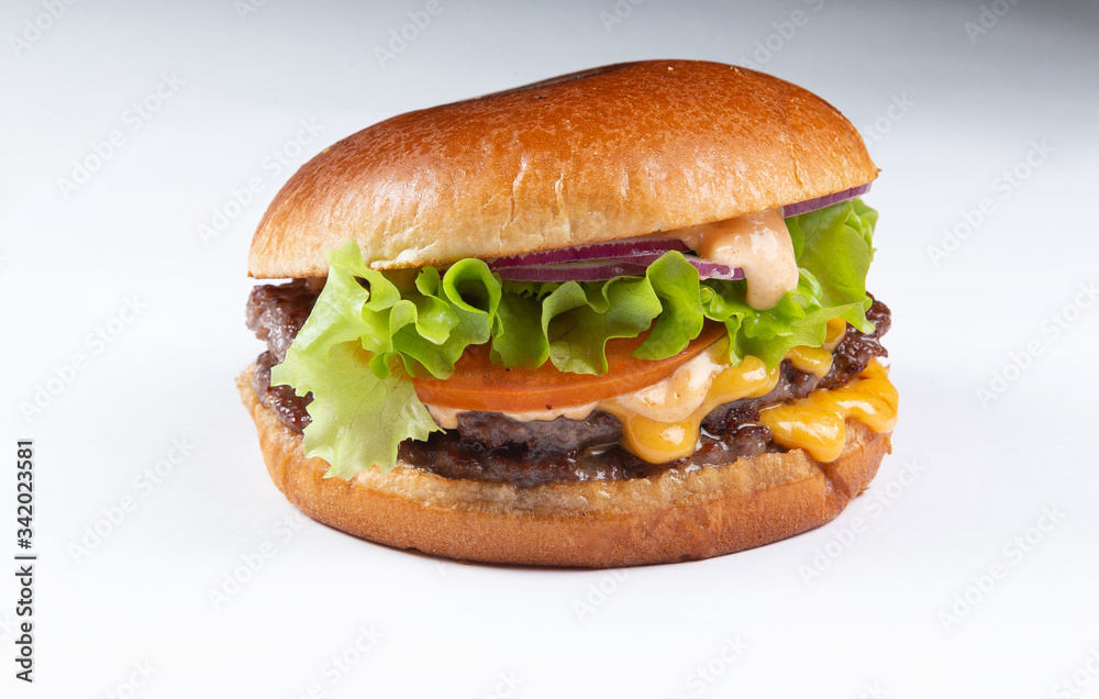fresh tasty burger isolated on white background fresh tasty burger isolated on white background