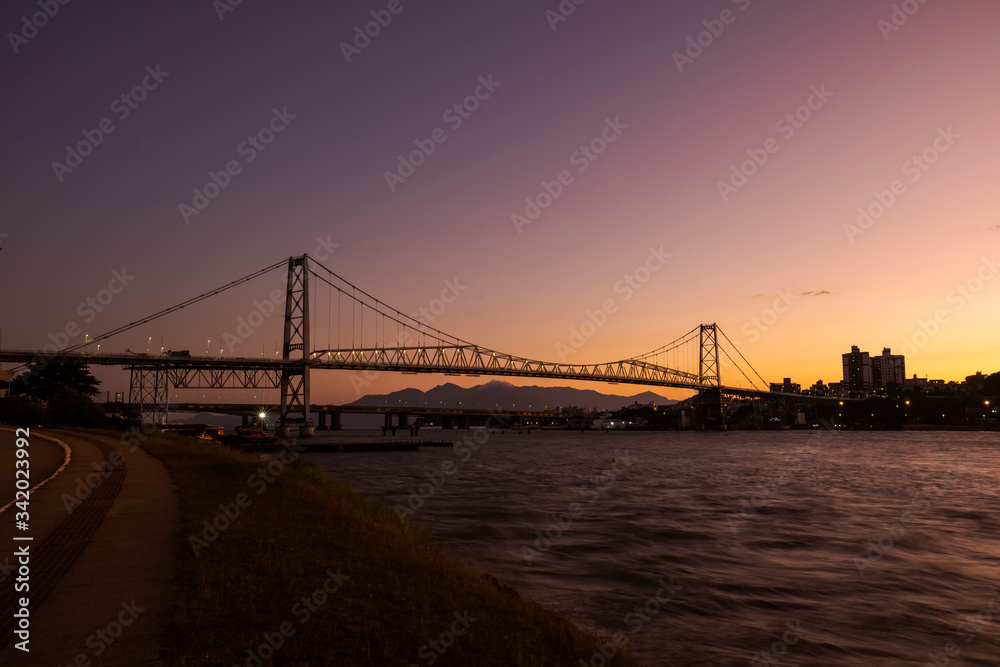 Cable-stayed bridge Hercilio Luz in Florianopolis, Santa Catarina, Brazil Cable-stayed bridge Hercilio Luz in Florianopolis, Santa Catarina, Brazil