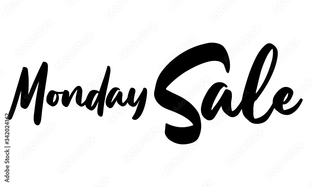 Monday Sale Calligraphy Hand written Letters. On White Background Monday Sale Calligraphy Hand written Letters. On White Background