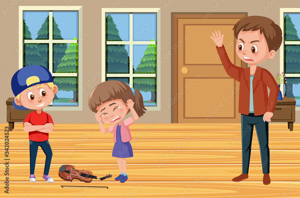 Scene with parents bullying their family at home Scene with parents bullying their family at home