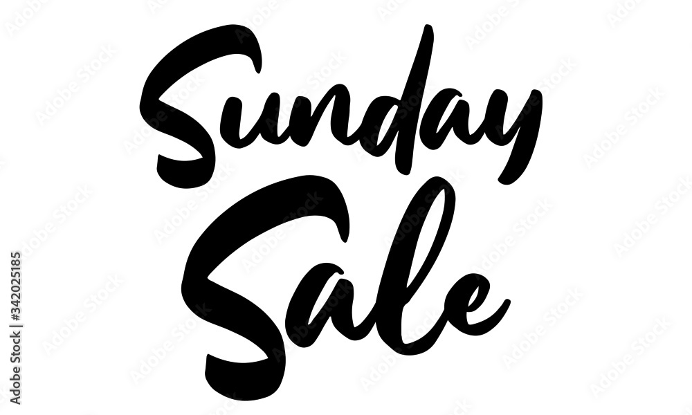 Sunday Sale Calligraphy Hand written Letters. On White Background Sunday Sale Calligraphy Hand written Letters. On White Background