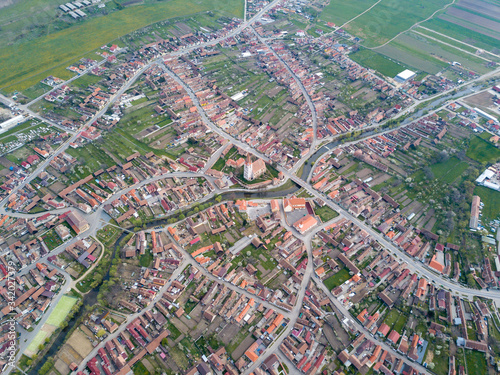 aerial view of village