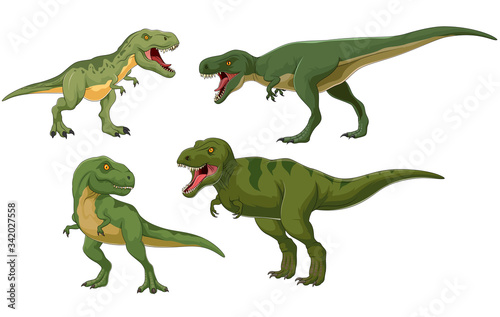 Cartoon dinosaur tyrannosaurus collection. Illustration © ajibon