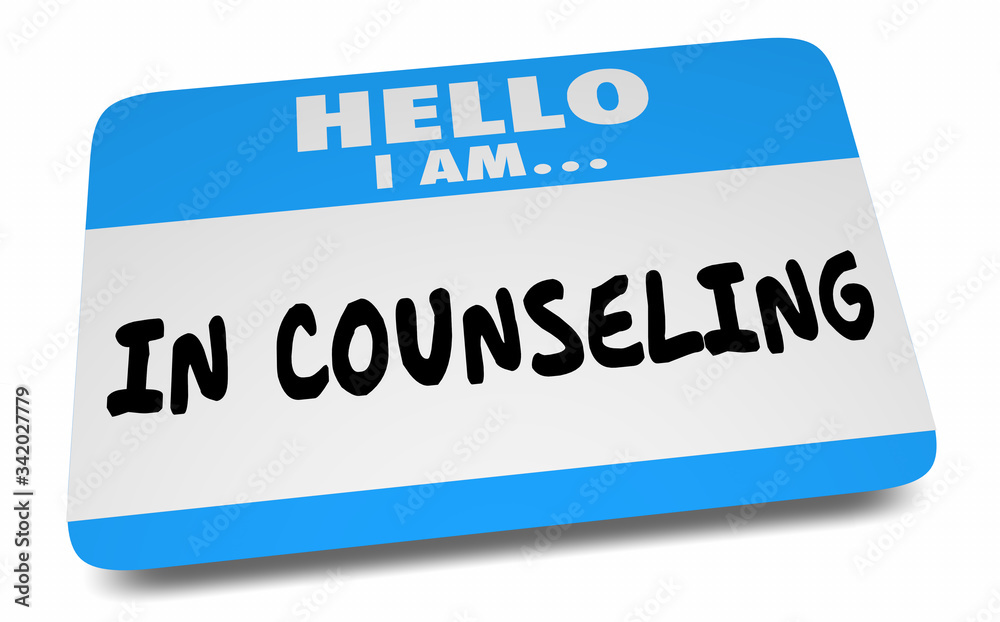 Hello I Am in Counseling Getting Help Therapy Name Tag 3d Illustration Hello I Am in Counseling Getting Help Therapy Name Tag 3d Illustration