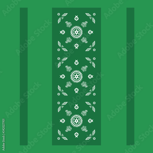 Yoga mat Design. Georgian traditional ornaments. Vector Ornament With Caucasian Motifs. Rich ornament for fabric design, handmade, interior decoration