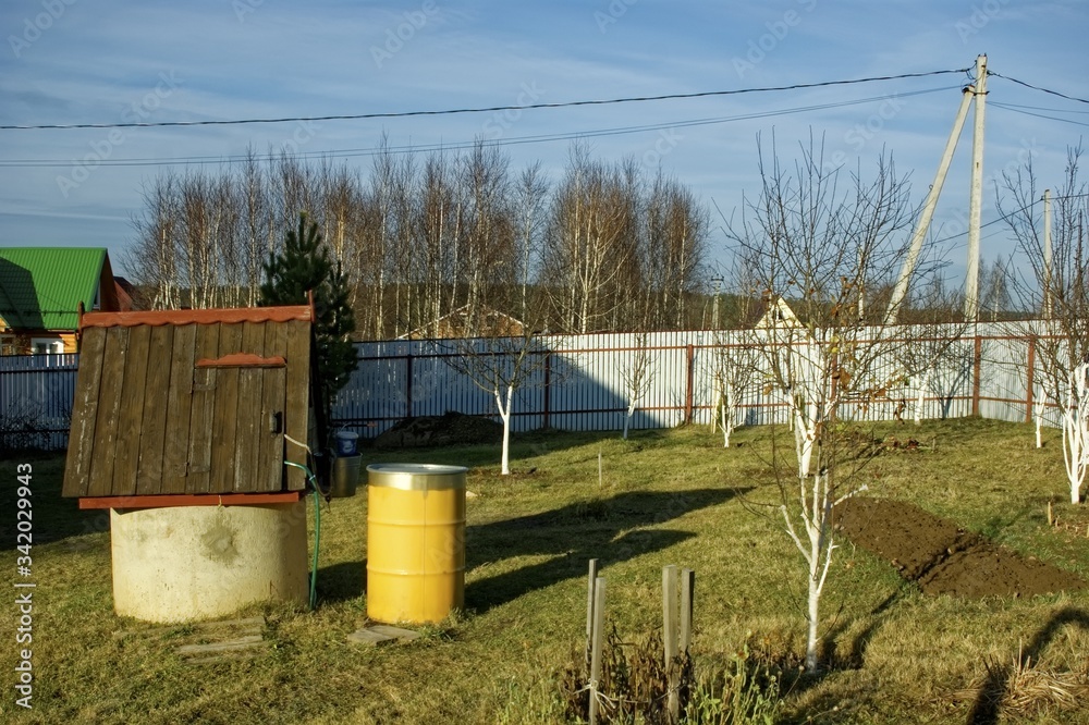 Obraz premium rural plot in late autumn on a Sunny day, Russia