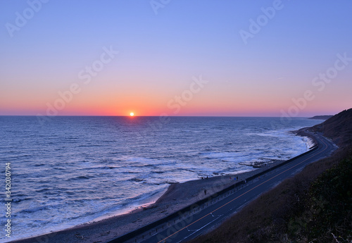 夕焼けの御前崎海岸