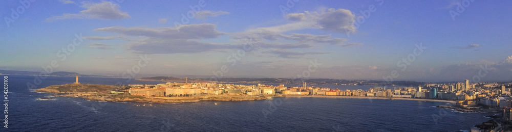 La Coruna. Aerial View in the beautiful city of Galicia,Spain. Drone Shoot