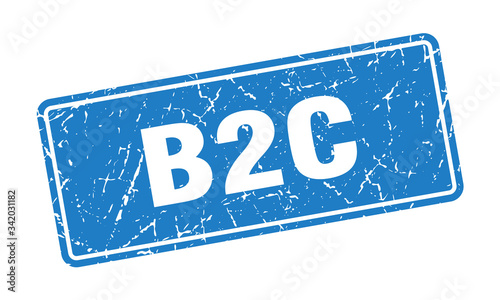 b2c stamp. b2c vintage blue label. Sign