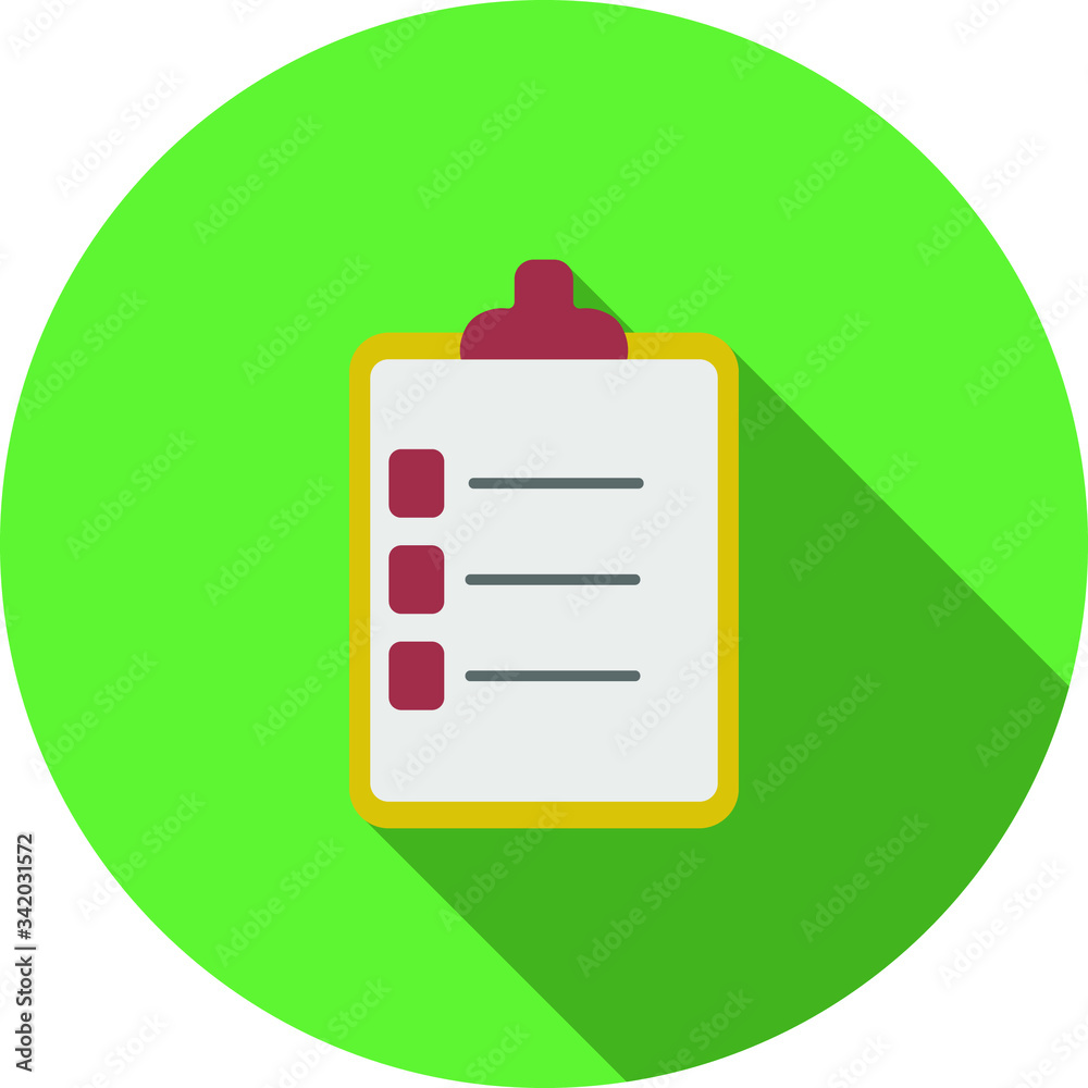 checklist flat icon on green background, vector symbol checklist flat icon on green background, vector symbol