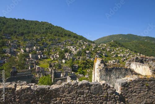 Fethiye Kayaköy stone houses and ruins. Mugla, Turkey. 
