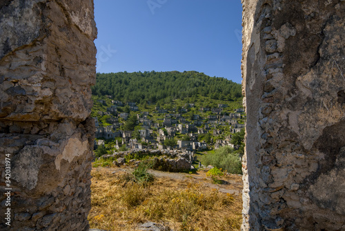 Fethiye Kayaköy stone houses and ruins. Mugla, Turkey. 