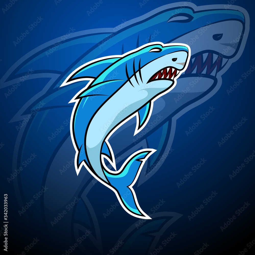 Fototapeta premium Shark esport badge logo emblem team simple professional design