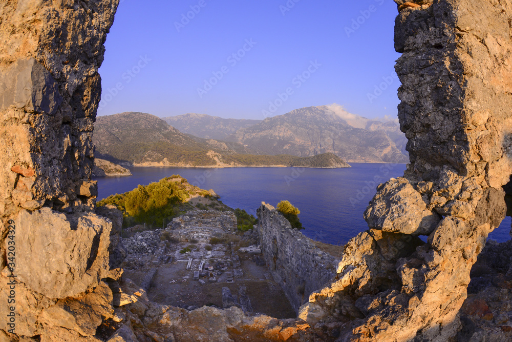 Byzantine Chapel, Gemiler island St Nicholas island, around Fethiye ...Mugla, Turkey. Byzantine Chapel, Gemiler island St Nicholas island, around Fethiye ...Mugla, Turkey.